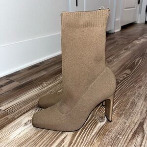 Zara Tan Heeled Knit Boots
